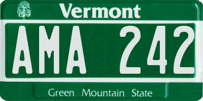 VT license plate AMA242