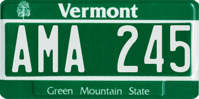 VT license plate AMA245