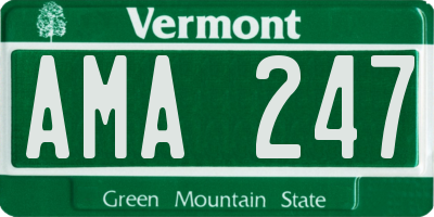 VT license plate AMA247