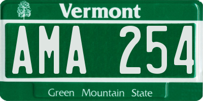 VT license plate AMA254