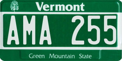 VT license plate AMA255