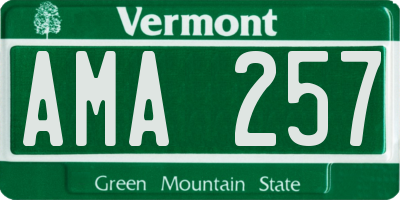 VT license plate AMA257