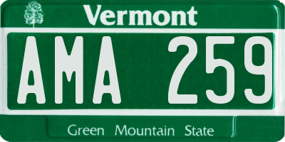 VT license plate AMA259