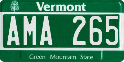 VT license plate AMA265