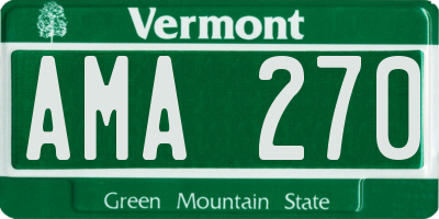 VT license plate AMA270
