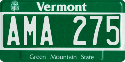 VT license plate AMA275