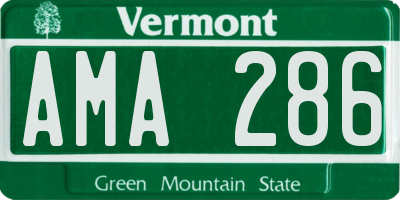 VT license plate AMA286