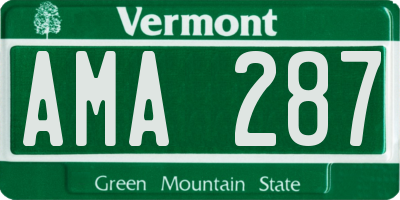 VT license plate AMA287