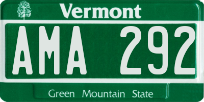 VT license plate AMA292