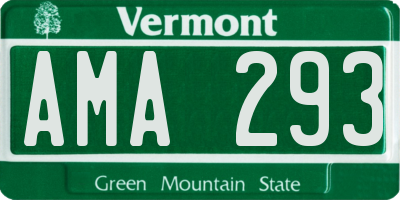 VT license plate AMA293