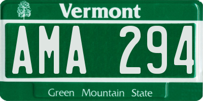 VT license plate AMA294