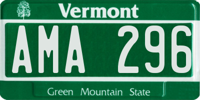 VT license plate AMA296