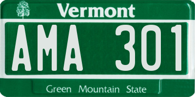 VT license plate AMA301