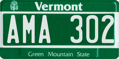 VT license plate AMA302