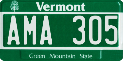 VT license plate AMA305