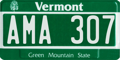 VT license plate AMA307