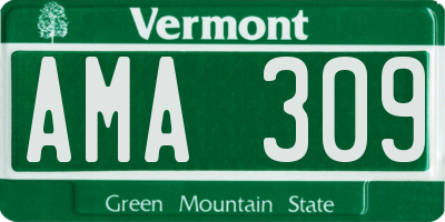 VT license plate AMA309