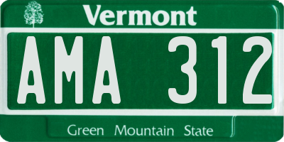VT license plate AMA312