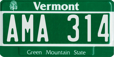 VT license plate AMA314