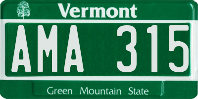 VT license plate AMA315