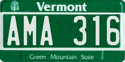 VT license plate AMA316
