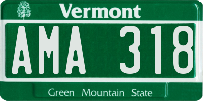 VT license plate AMA318