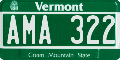 VT license plate AMA322