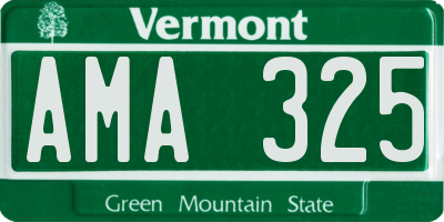 VT license plate AMA325