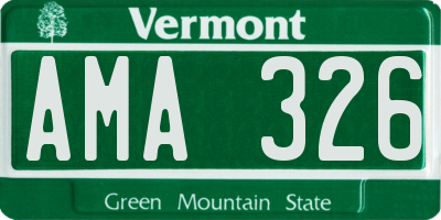 VT license plate AMA326