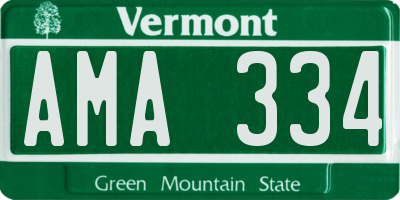 VT license plate AMA334