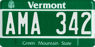 VT license plate AMA342