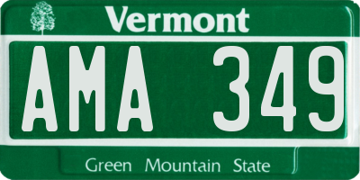 VT license plate AMA349