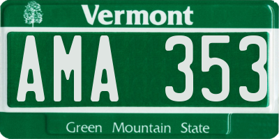 VT license plate AMA353