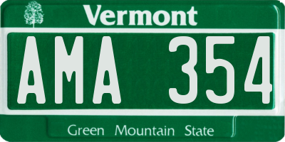 VT license plate AMA354