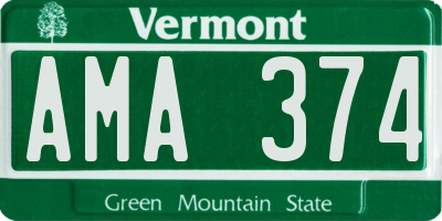 VT license plate AMA374