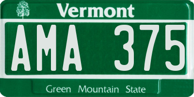 VT license plate AMA375