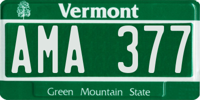 VT license plate AMA377
