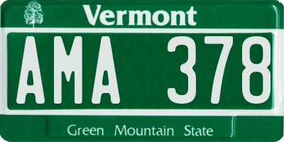 VT license plate AMA378
