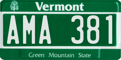VT license plate AMA381