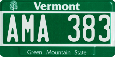 VT license plate AMA383