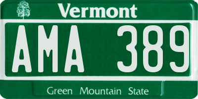 VT license plate AMA389
