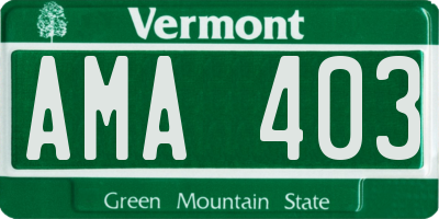 VT license plate AMA403