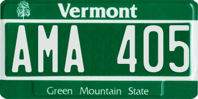 VT license plate AMA405