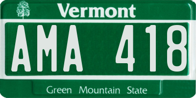 VT license plate AMA418