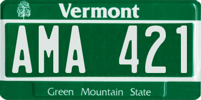 VT license plate AMA421