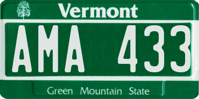 VT license plate AMA433
