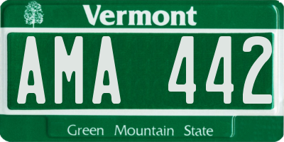 VT license plate AMA442
