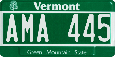 VT license plate AMA445