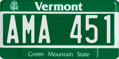 VT license plate AMA451