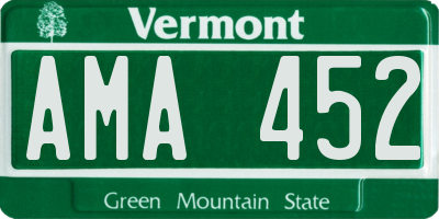 VT license plate AMA452
